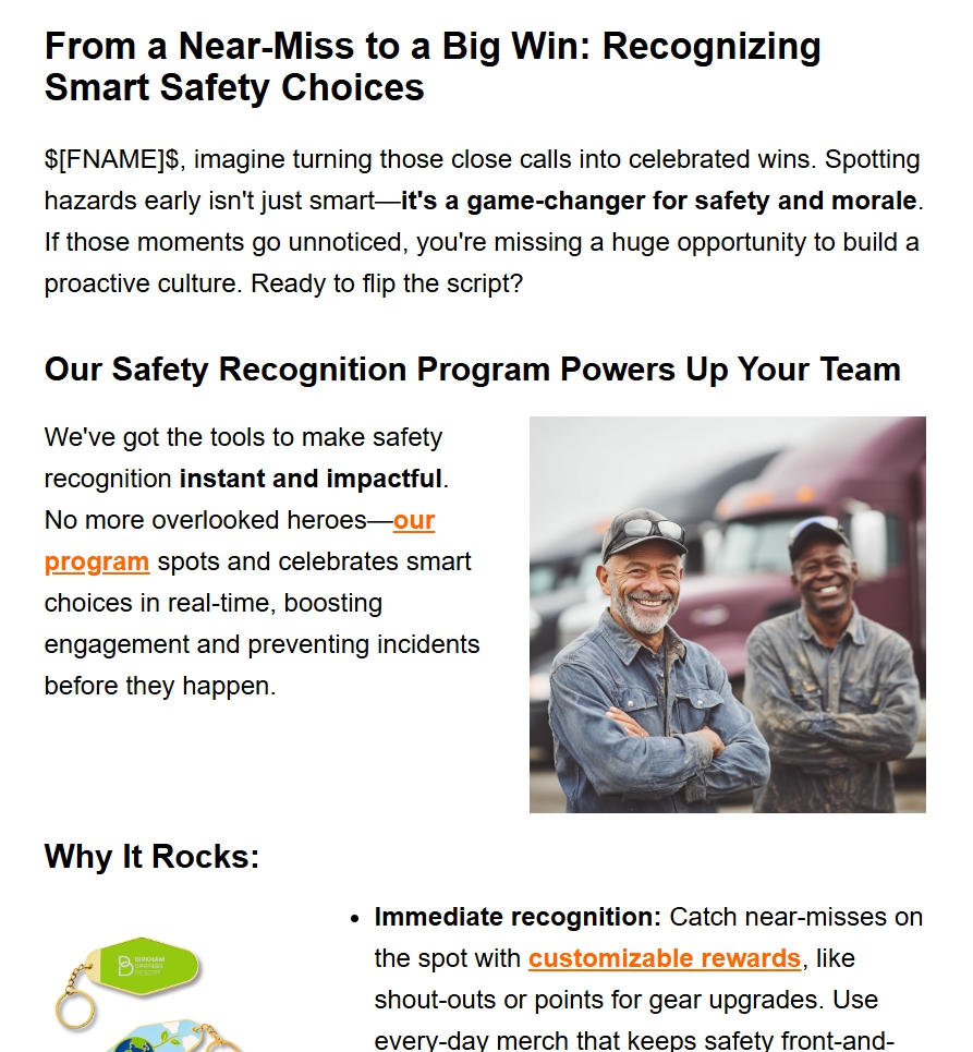 Big Wins Safety Campaign screenshot